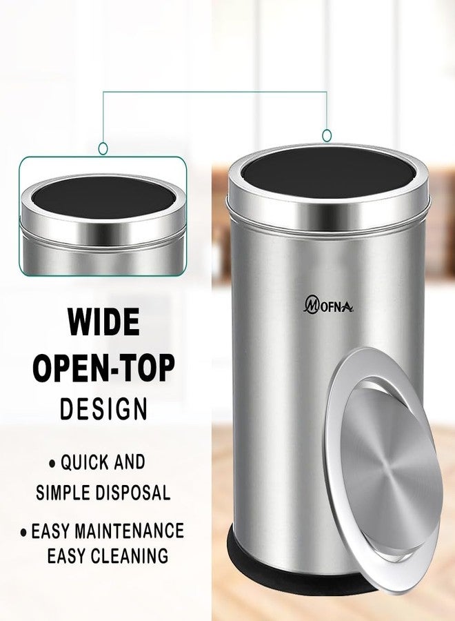 mofna Stainless Steel Swing lid dustbin, Garbage Bin, Trash Can, with removable lid For Home, Kitchen, Bathroom, Office & Commercial Use - 8x12 In -10 Liter, Silver, Pack of 1 - Image 5